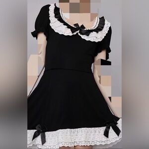Dolls Kill Black & White Babydoll Lace Dress